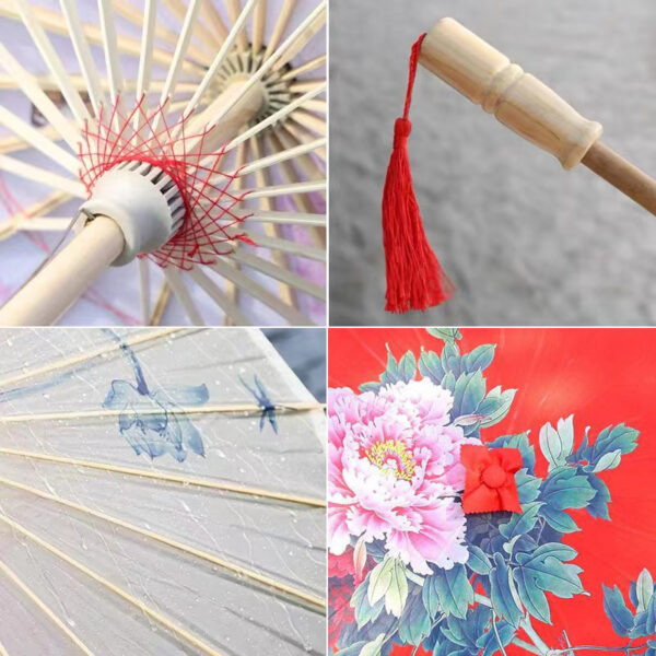 Paraugas de parasol de flor de pexego verde chinés por xunto