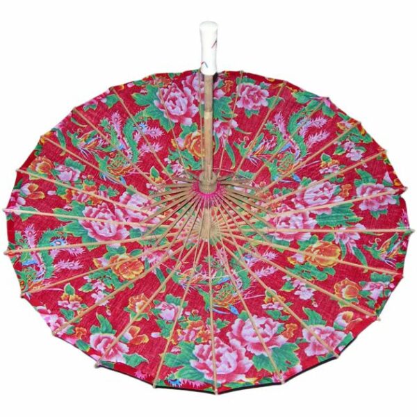 Chinese wedding red wedding with bamboo silk parasol