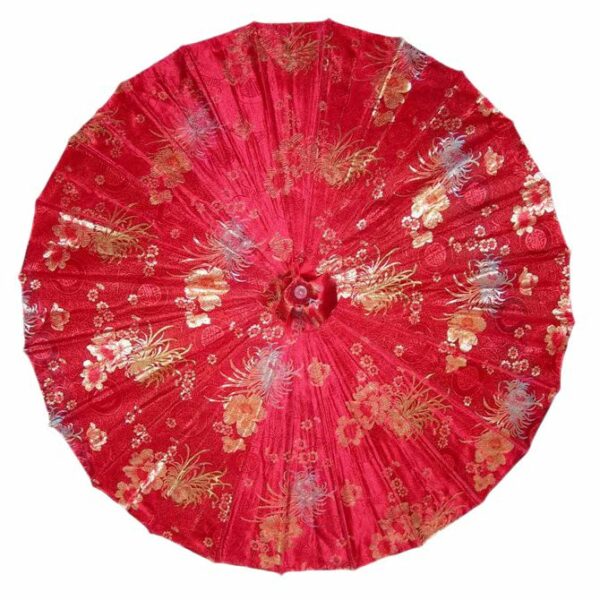 Oriental classical bamboo handle red wedding props parasol