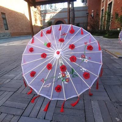 Bamboo fashion craft flower petal silk parasol