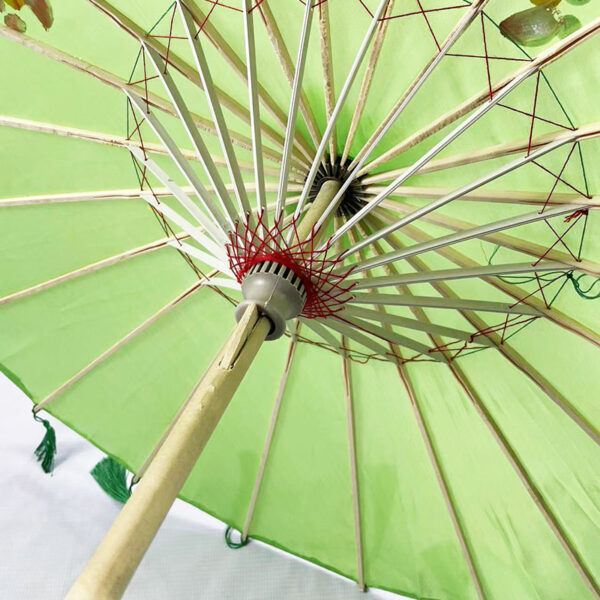 Blue hand-painted bamboo nylon parasol