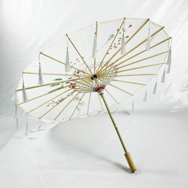 China bamboo hand-painted decorative nylon tassel parasol wholesale