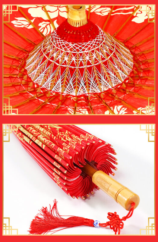 Red bamboo wedding parasol wholesale