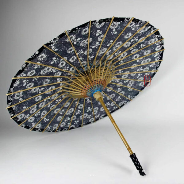 Traditional black bamboo linen silk parasol & umbrella China manufacturer
