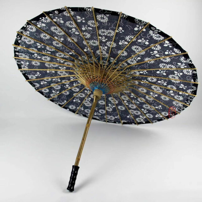Traditional black bamboo linen silk parasol China manufacturer