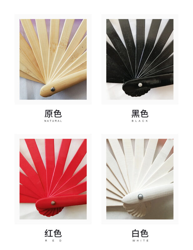 PVC Plastic Clack Large Bamboo Hand Folding Fan 