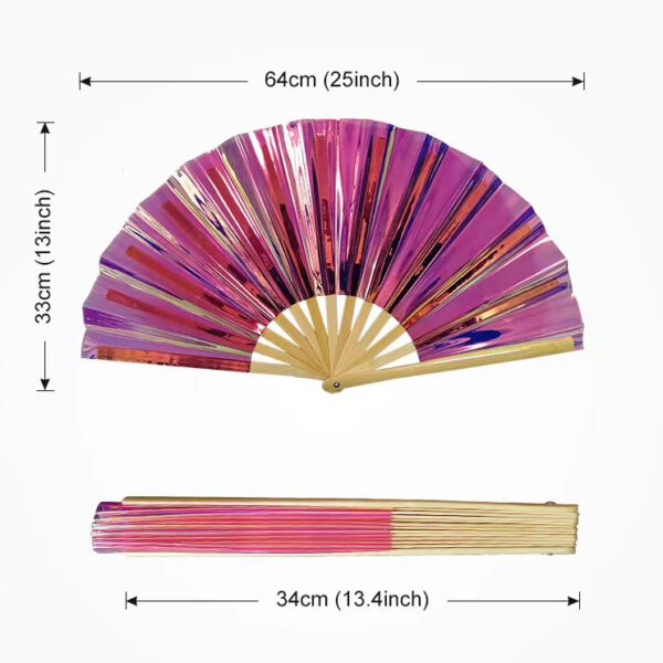 PVC Plastic Clack Large Bamboo Hand Folding Fan