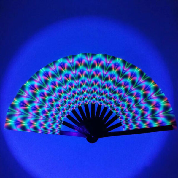 UV Glow Large Rave Bamboo Folding Clack Hand Fan