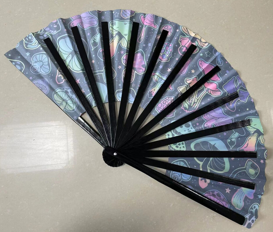 UV Reactive Bamboo Folding Hand Fan 