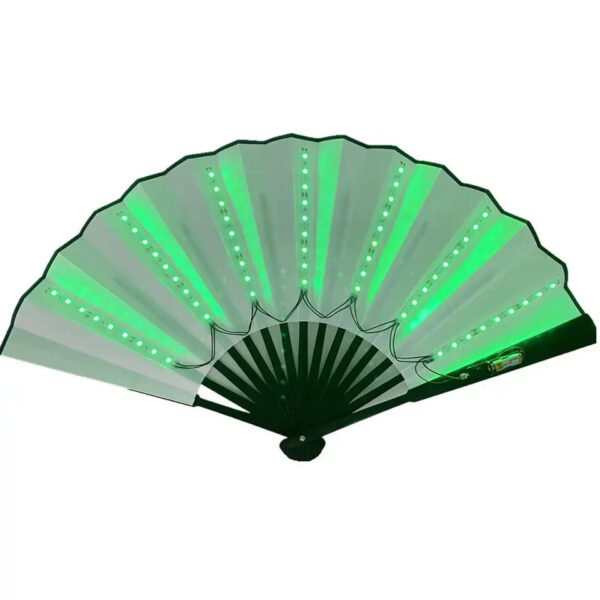 Decorative led light bamboo large rave bungee hand fan